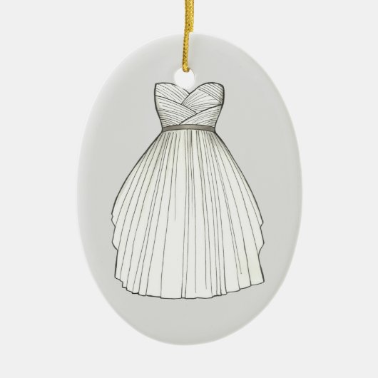 ブライダルシャワーガウンブライド結婚ズプリンセスドレス セラミックオーナメント (正面)