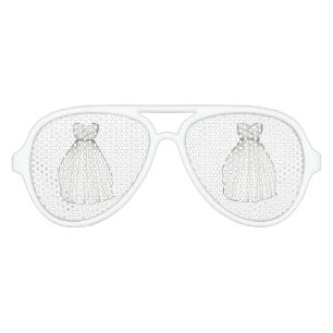 ブライダルシャワーガウン花嫁結婚ホワイトズドレスシェード アビエーターサングラス