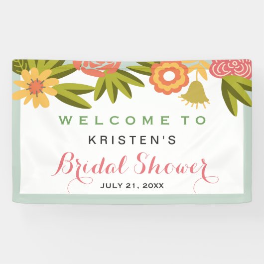 ブライダルシャワーガーデンブルーミングフラワー自然 横断幕 (横)