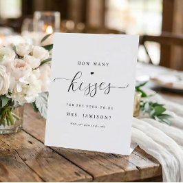 ブライダルシャワーキスゲームエレガントシンプル数 台座サイン