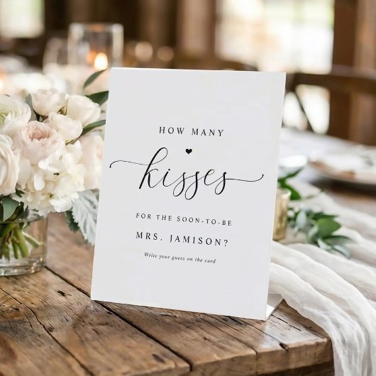 ブライダルシャワーキスゲームエレガントシンプル数 台座サイン