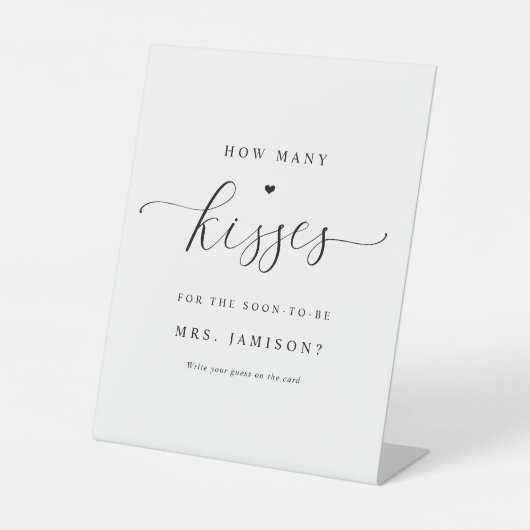 ブライダルシャワーキスゲームエレガントシンプル数 台座サイン (正面)