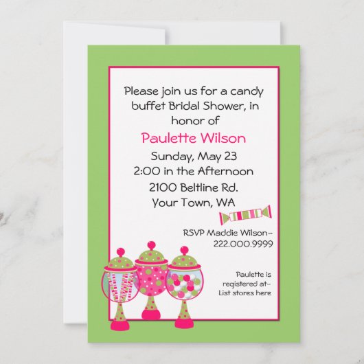 ブライダルシャワーキャンデスタイリッシュィビュッフェ招待状 招待状 (正面)
