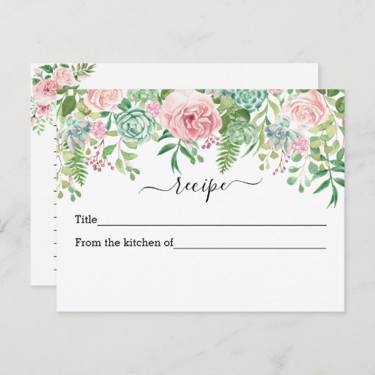 ブライダルシャワーキュートフローラファブレシピカード (正面/裏面)