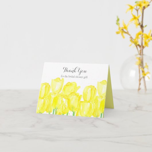 ブライダルシャワーギフトイエローチューリップありがとう カード (黄色い花)