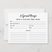 ブライダルシャワーギフトカードの特別レシピ (正面)