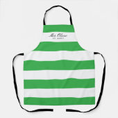 ブライダルシャワーギフトパーソナライズされたエプロングリーンストライプ エプロン (正面)