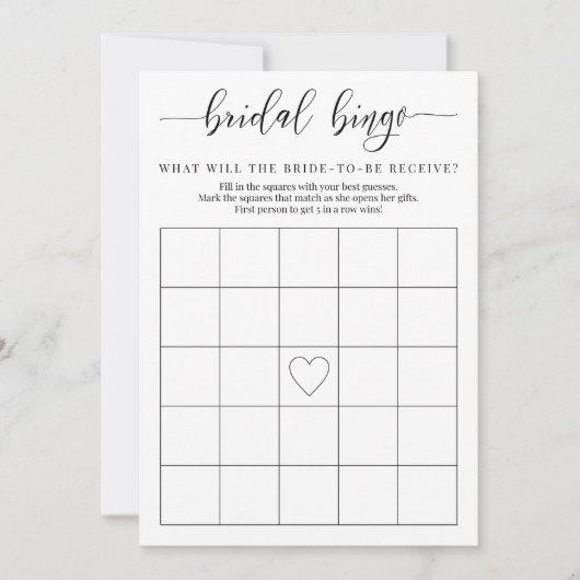 ブライダルシャワーギフトビンゴゲームカード 招待状 (正面)