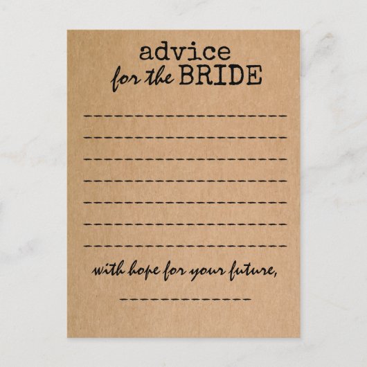 ブライダルシャワークラフトアドバイスカード アドバイスカード (正面)