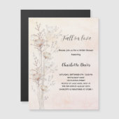 ブライダルシャワークリームワイルドフラワーズ秋ラブラグジュアリー マグネット招待状 (正面/裏面)