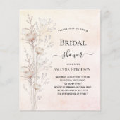 ブライダルシャワークリームワイルドフラワー予算の招待 (正面)