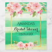 ブライダルシャワーグリーンウッドピンク色の花は素朴 ワインラベル (シングルラベル)