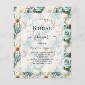 ブライダルシャワーグリーンホワイトフローラ予算の招待 (正面)