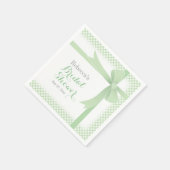 ブライダルシャワーグリーンボウとリボン スタンダードカクテルナプキン (角)