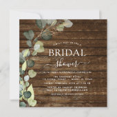ブライダルシャワーグリーンユーカリ多肉植物 招待状 (正面)