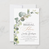 ブライダルシャワーグリーンユーカリ多肉植物 招待状 (正面)