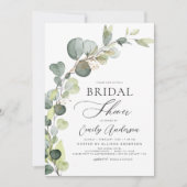 ブライダルシャワーグリーンユーカリ多肉植物 招待状 (正面)