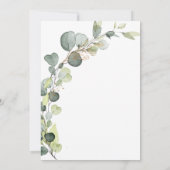 ブライダルシャワーグリーンユーカリ多肉植物 招待状 (裏面)
