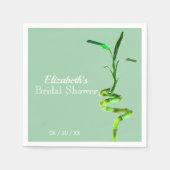 ブライダルシャワーグリーンラッキーバンブーパステルカスタム スタンダードカクテルナプキン (正面)