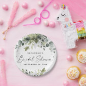 ブライダルシャワーグリーンリーエレガントユーカリプトゥスボホ ペーパープレート (パーティー)