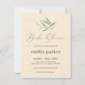 ブライダルシャワーグリーンリーフベージュ紙 招待状 (正面)