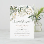 ブライダルシャワーグリーンリーホワイトフローラ水彩色 招待状 (スタンド正面)