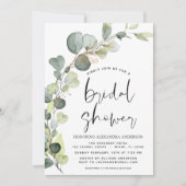 ブライダルシャワーグリーンリーユーカリプキュラントインヴィータ 招待状 (正面)