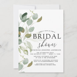 ブライダルシャワーグリーンリーユーカリ招待状 招待状