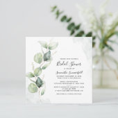 ブライダルシャワーグリーンリーユーカリ赤面 招待状 (スタンド正面)