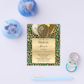 ブライダルシャワーグリーンレオパード予算招待状 チラシ (シングル)