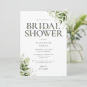ブライダルシャワーグリーン文字モノグラム 招待状 (スタンド正面)