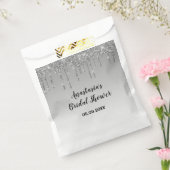 ブライダルシャワーグレイ&シルバーグリッタードリップスパークル フェイバーバッグ (封をした状態)