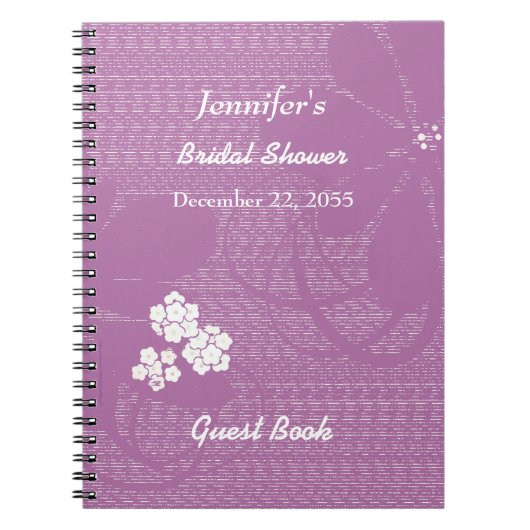 ブライダルシャワーゲストブックパープルホワイトフローラ ノートブック (正面)