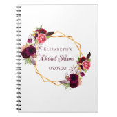 ブライダルシャワーゲストブックフローラブルゴーニュホワイト ノートブック (正面)