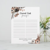 ブライダルシャワーゲストリストサインインシート濃いフローラ (スタンド正面)