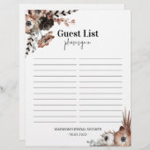 ブライダルシャワーゲストリストサインインシート濃いフローラ (正面/裏面)