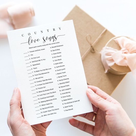 ブライダルシャワーゲーパーソナライズされたムカントリーラブソング 招待状