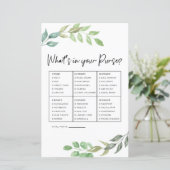 ブライダルシャワーゲームあなたの財布の緑の中にあるものを (スタンド正面)