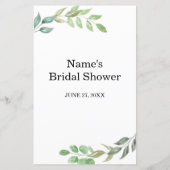 ブライダルシャワーゲームあなたの財布の緑の中にあるものを (裏面)