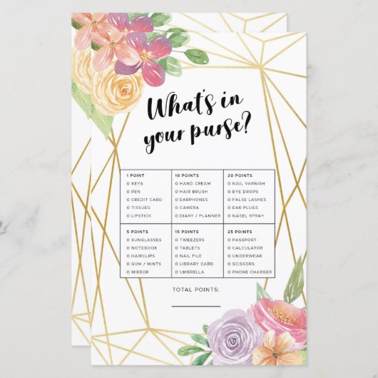 ブライダルシャワーゲームあなたの財布ゲームのピンク (正面/裏面)