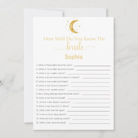 ブライダルシャワーゲームどうやって花嫁を知っているか 招待状 (正面)
