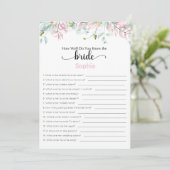 ブライダルシャワーゲームどうやって花嫁を知っているか 招待状 (スタンド正面)