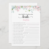 ブライダルシャワーゲームどうやって花嫁を知っているか 招待状 (正面/裏面)