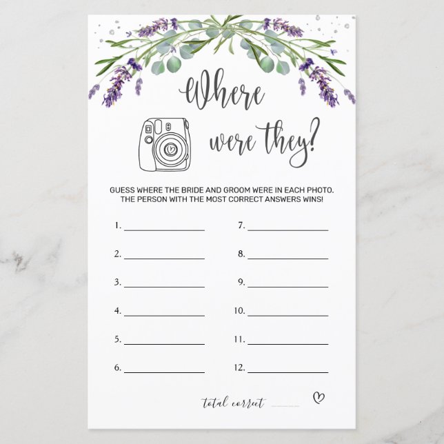 ブライダルシャワーゲームどこ彼らはフライヤー (正面)