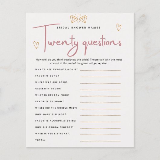 ブライダルシャワーゲームどこ我々のカードフライヤー チラシ (正面)