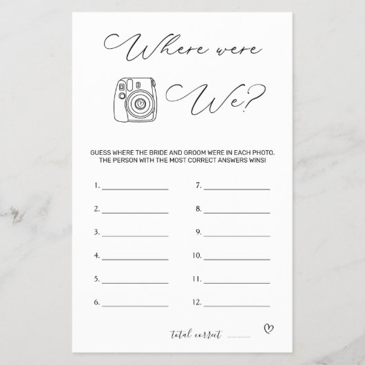 ブライダルシャワーゲームどこ我々フライヤー チラシ (正面)