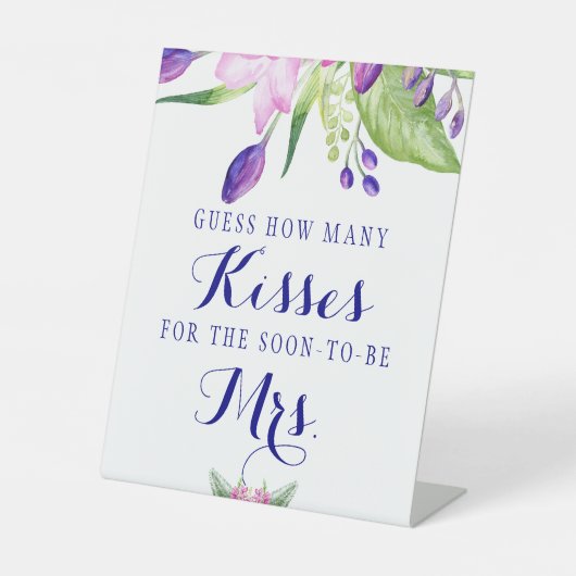 ブライダルシャワーゲームのキス数 台座サイン (正面)