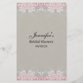 ブライダルシャワーゲームのピンクのスクロールはドレスを推測 チラシ (裏面)