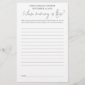 ブライダルシャワーゲームのメモリブラック文字ホワイト (正面)