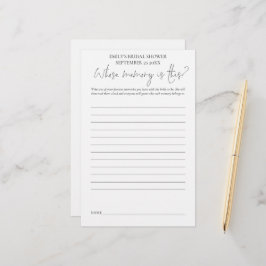 ブライダルシャワーゲームのメモリブラック文字ホワイト